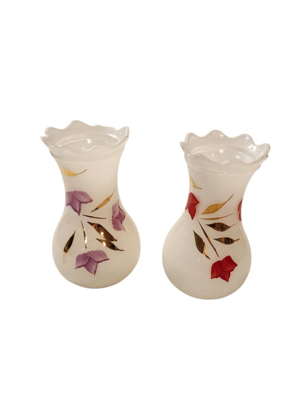 2 Vintage Bartlett Collins Bud Vase with Ruffle Top